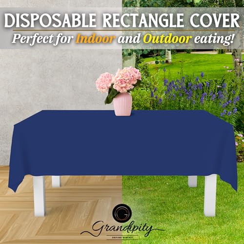 Image of Grandipity 24 Pack Premium Disposable Plastic Tablecloth 54 Inch. x 108 Inch. Decorative Rectangle Table Cover - Navy Blue