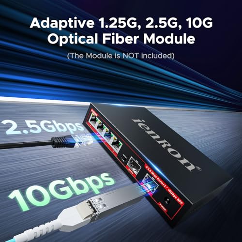 Image of 6 Port 2.5G Switch,ienRon 4 Port 2.5G with 2x10G SFP+ Ports | Ultra-Fast Speed | Plug & Play | Fanless Silent | VLAN |Desktop /Wall Mount | Ideal for Gaming /NAS, 4K /8K Streaming Home Office