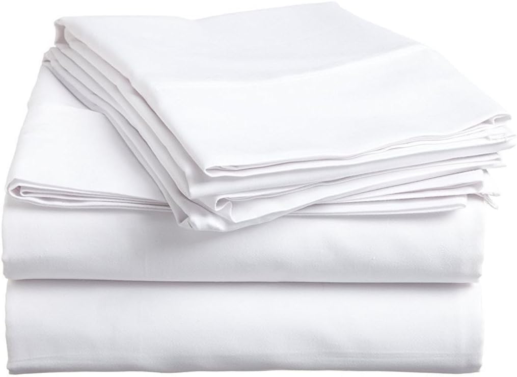 Mahaveer Cotton Combo of Cotton 1 Fitted , 1 Flat Sheet and 2 Pillow Covers, King Size, White