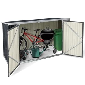 IDMarket Metalen afsluitbaar tuinhuis, multifunctioneel voor opslag fietsen, gereedschap, vuilnisbakken