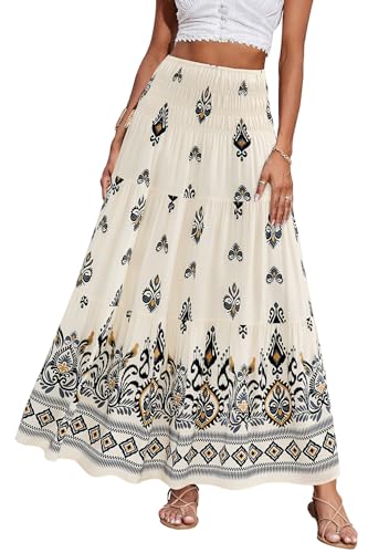 Image of CFLONGE Summer Maxi Skirts for Women 2026 Trendy Floral A Line Boho Skirt