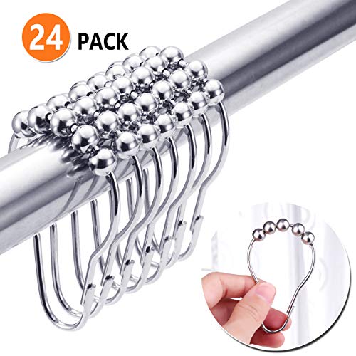 Fanuk Lot de 12 Crochets et Anneaux Robustes en Acier Inoxydable avec Rouleau en Chrome Poli