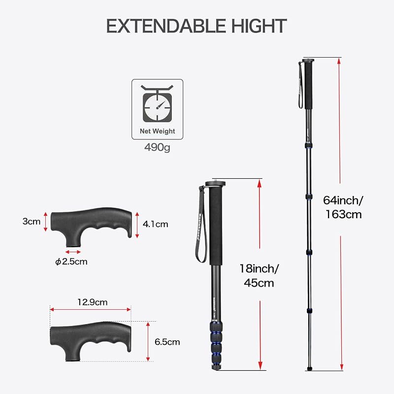 Koolehaoda alumínium kamera monopod alpesi bot fogantyúval 5 részes 7kg terhelhetőség