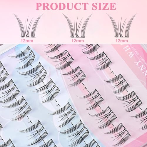 Image of MAYCREATE False Eyelashes, Lash Extensions Natural Pre-glued Cluster Lashes D Curl Individual Lash Extensions Anime Lashes for DIY Eyelash Extension