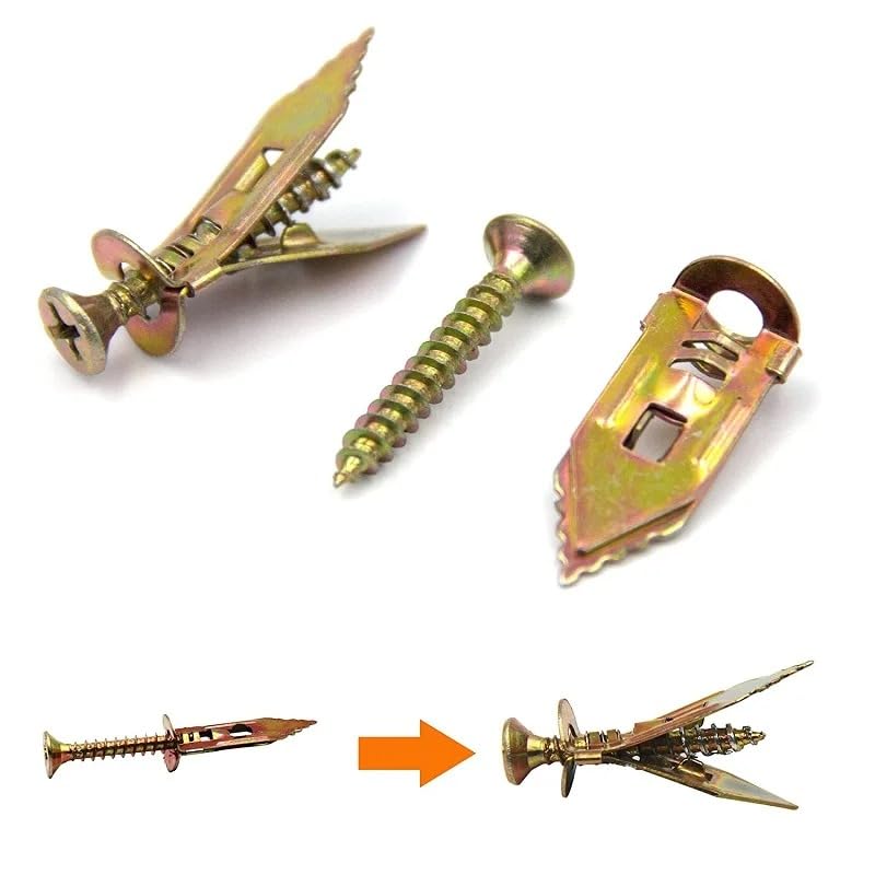 50Pcs Self Tapping Screws Self Drilling Anchors Screws Drywall Anchors Easy Application for Gypsum Plasterboard Dowel