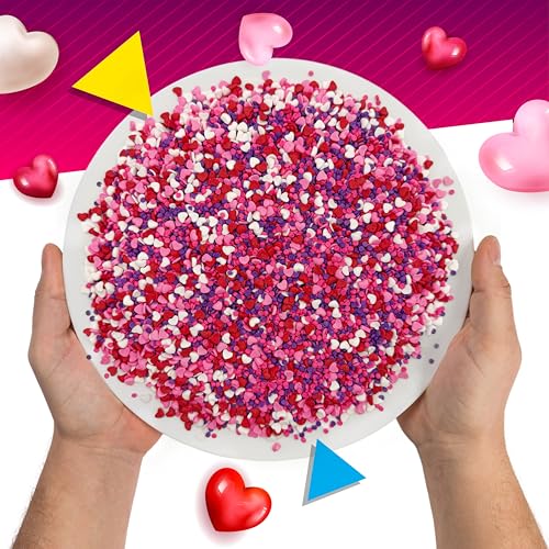 Heart Sprinkles | 8-Ounce Bag | Heart Shaped Sprinkles for Cake Decorating and Baking | White, Red, Pink & Purple Dessert Toppers for Cupcakes & Cookies
