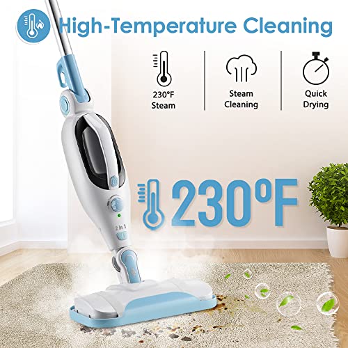 Doker Steam Mop Cleaner - Handheld Detachable Floor Steamer For Hardwood Floor Cleaning W/ 11 Accessories, 2 Mop Pads, Multi-Functional For Home Use Tile Carpet Kitchen Window Wall Laminate #TOP1