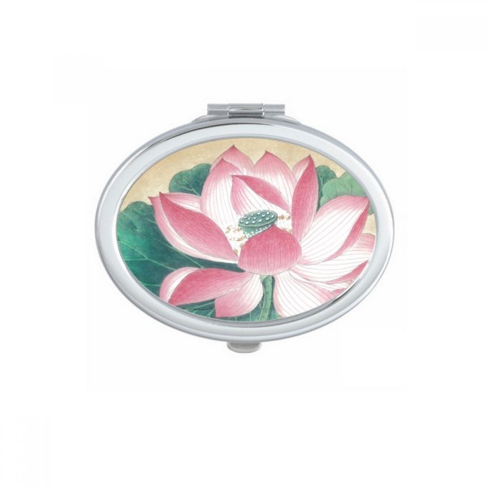 Miroir maquillage peinture chinoise fleur de lotus id&eacute;e cadeau fait main