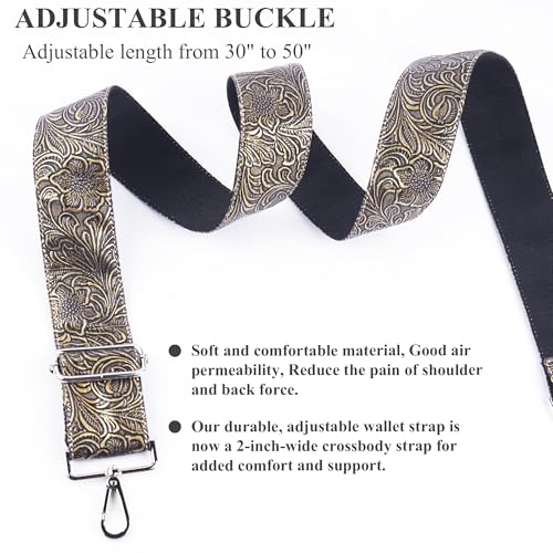 Image of Purse Straps Replacement Crossbody,Crochet Purse Strap for Handbags,Wide Shoulder Straps for Bags(5-Carved Copper Gold)