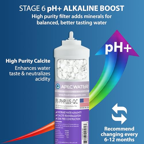 Image of APEC Essence Series Alkaline Replacement Filter Kit for ROES-PH75 Reverse Osmosis System, 6 Stage RO Filter Set with RO Membrane and pH Remineralization Filter, 75 GPD Under Sink System