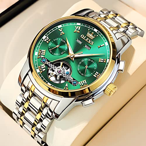 Image of OLEVS Watch Men Mechanical Luxury Classic Fashion Dress Men's Watches Waterproof Stainless Steel Self Winding Watches for Men Large Face Diamond Date No Battery Mens Watch Relojes para Hombres