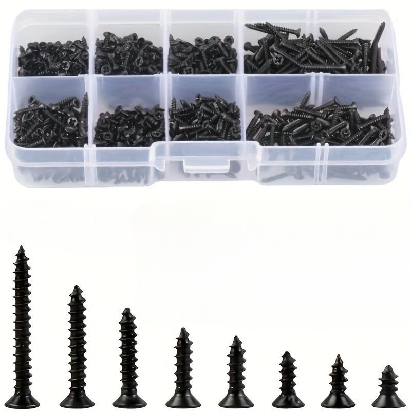 Kit de 800 tornillos autorroscantes M2 acero carbono miniatura 1