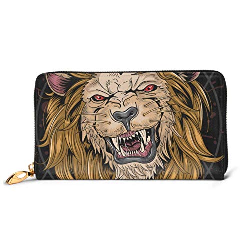 Preisvergleich Produktbild JHGFG Mode Handtasche Reißverschluss Brieftasche Lion Leo Telefon Clutch Geldbörse Abendkupplung Blocking Leder Brieftasche Multi Card Organizer