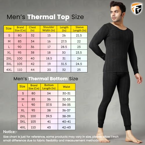 Image of FF Winter Wear Thermal Upper Vest and Bottom Lower Warmer Combo for Men Long Johns Underwear Set