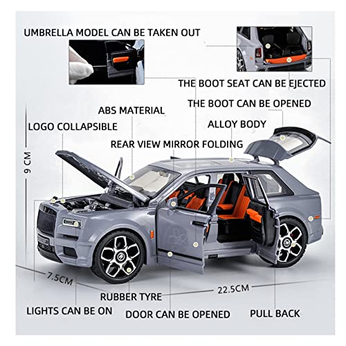 Rohkus Diecast Metal Toy Car 1/20 For Rolls-Royce Cullinan Suv Off-Road Alloy Model Car Simulation Sound Light Toy For Kids (Color : A) #TOP2