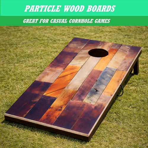 Image of Beewibe Classic Cornhole Board Game Kit - Available in 4'x2' Size - Comes with 8 Cornhole Bags (Cornhole Board Game Set) (Color Block Rustic)