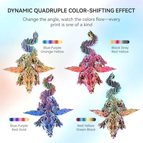 Image of JAYO Silk PLA 3D Printer Filament Bundle, Shiny Quadruple Color Filament 1.75mm Pack, Multi Color Change Filament, 4 Spools 250g Each 1kg