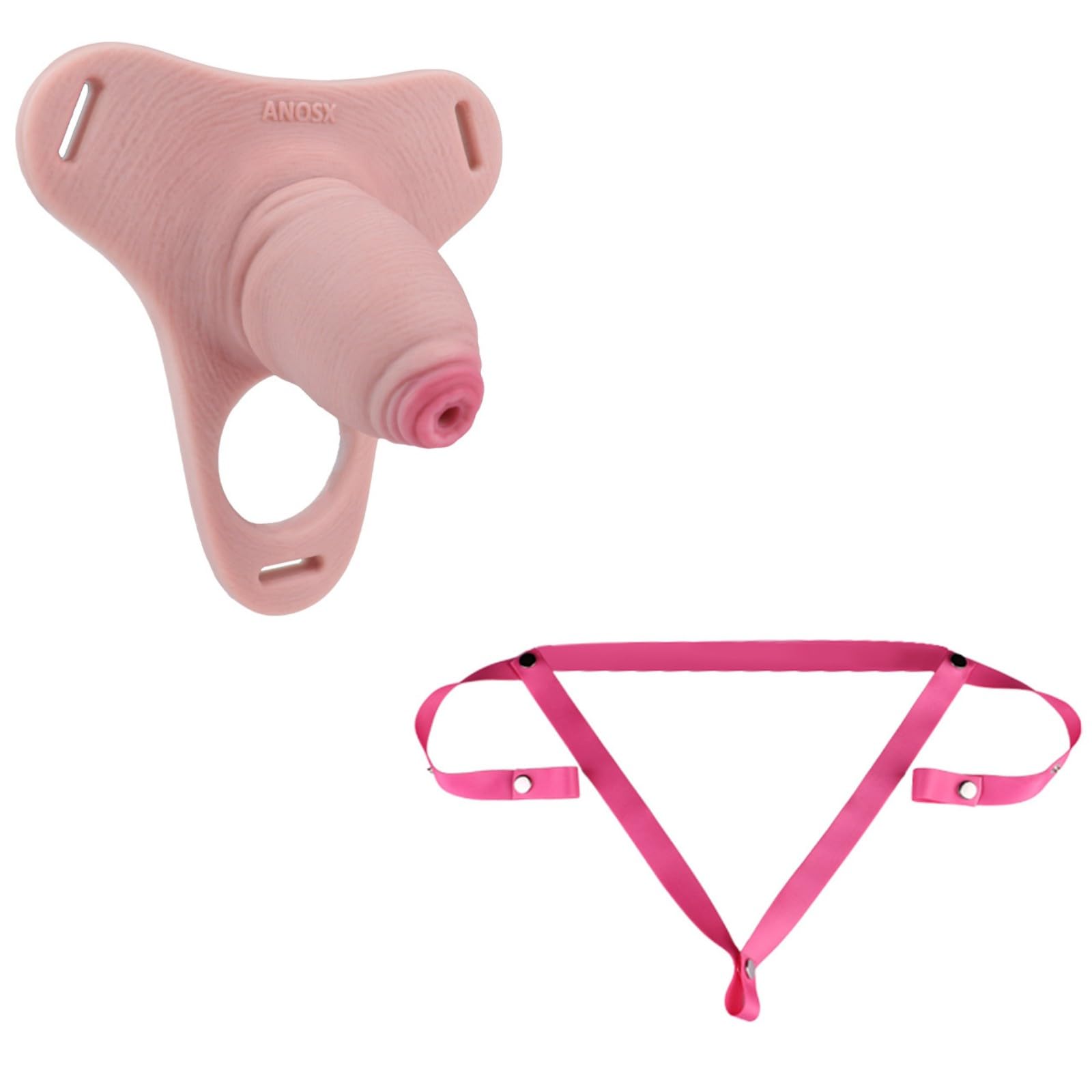 Cage de Chastetée en Silicone Sex Toys Cage de Chasteté avec Ceinture et 4 Tailles Différentes pour Masquer la Taille du Pénis Chastity Cage Légère et Souple pour le Bondage du Pénis (Pink,S)