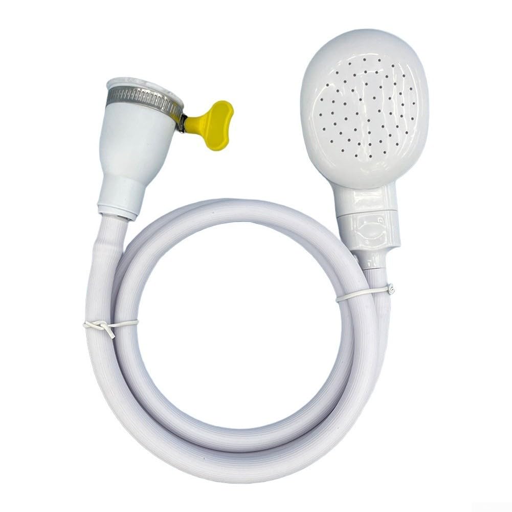 White Rubber Shower Hose With Fit Clamp For Bath Taps Portable Pet Washing Attachment Dn15 Interface Adjustable 1.3 Meter Length(1.3Meters)