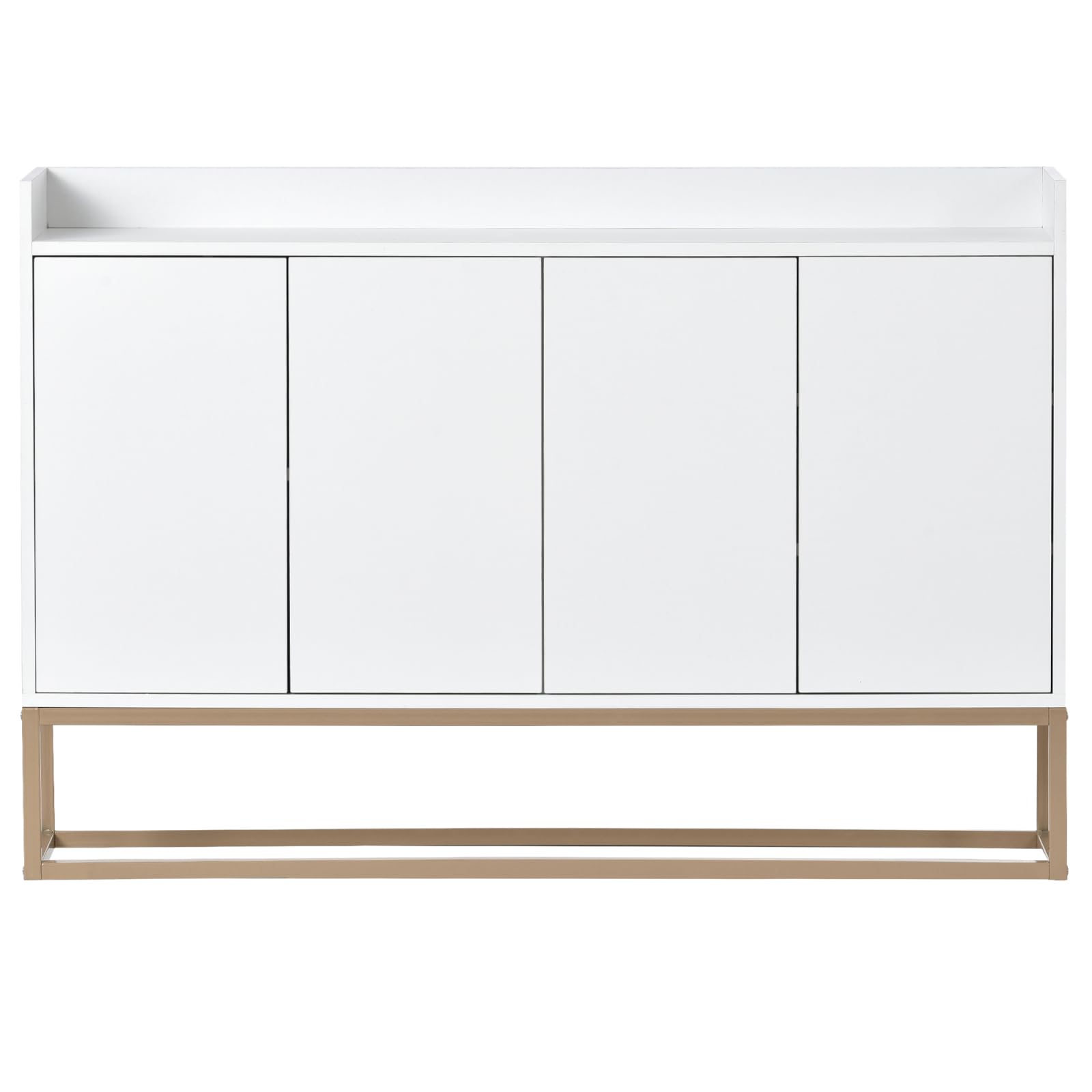 credenza per cucina 120 x 30 x 80 cm, mobile contenitore con 4 ante e ripiani regolabili, piedini in metallo, credenza moderna, sala da pranzo e soggiorno, bianco