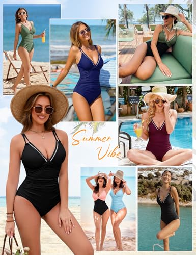 Maillot de bain gainant sexy col en V pour femme active