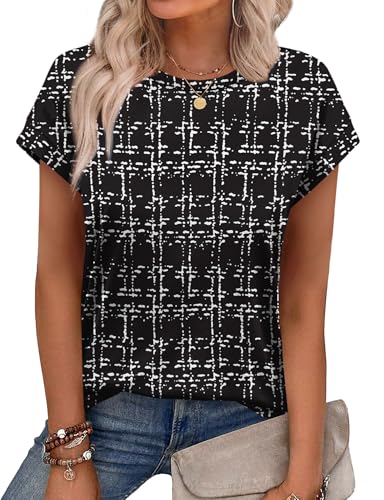 Image of Alaroo Womens Summer Tops Short Sleeve Shirts Crew Neck Cute Trendy Tunic Blouses (S-3XL)