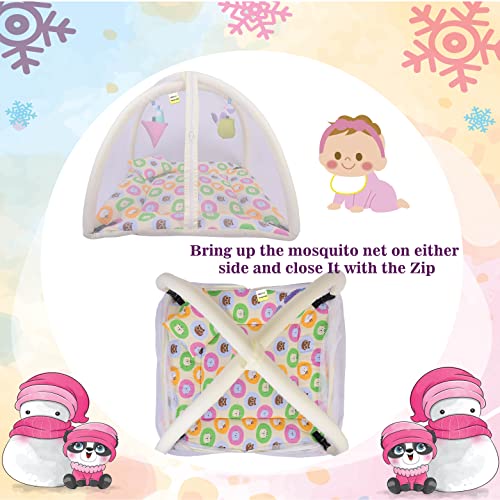 Image of Kwitchy Baby Bedding Set New Born Baby Bed | Mattress | Mosquito Net | Play Gym | Playmats | Cotton | Infants | Gift Combo | Bed with Hanging Toys (0-6 Months) Yellow (2PCS Set)