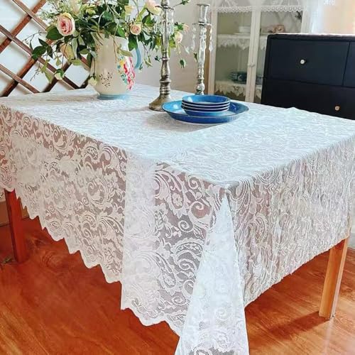 Nappe en dentelle blanche rectangulaire vintage pour sublimer vos buffets - 2