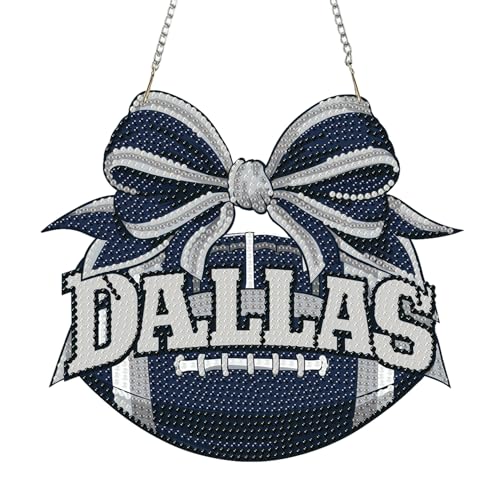 Rertcioph Football Diamond Art Hanging Kit for Adults, DIY Acrylic 5D Diamond Painting Hanging Ornament for Dallas Home Wall Decor and Gift