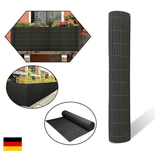 Aufun PVC Sichtschutzmatte, Sichtschutzzaun Sichtschutz Windschutz Gartenzaun für Garten Balkon Terrasse Außenbereich Swimming Pools - 90x500cm Anthrazit
