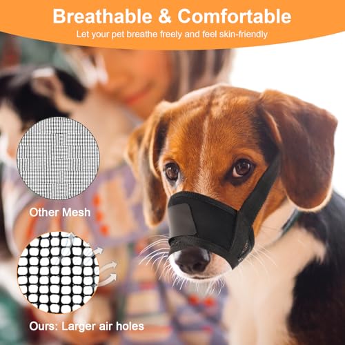 Mesh Dog Muzzles for Small Dogs Breathable Nylon Muzzle for Small Medium Sized and Short Snout Dogs Puppy Muzzle Prevents Biting Adjustable Dog Mouth Cover (S) - Image 6