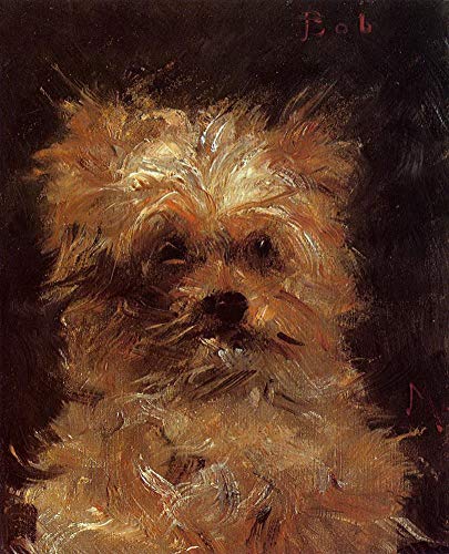 Peinture Huile Chien Manet Fait Main pour Amoureux des Animaux et Art Classique