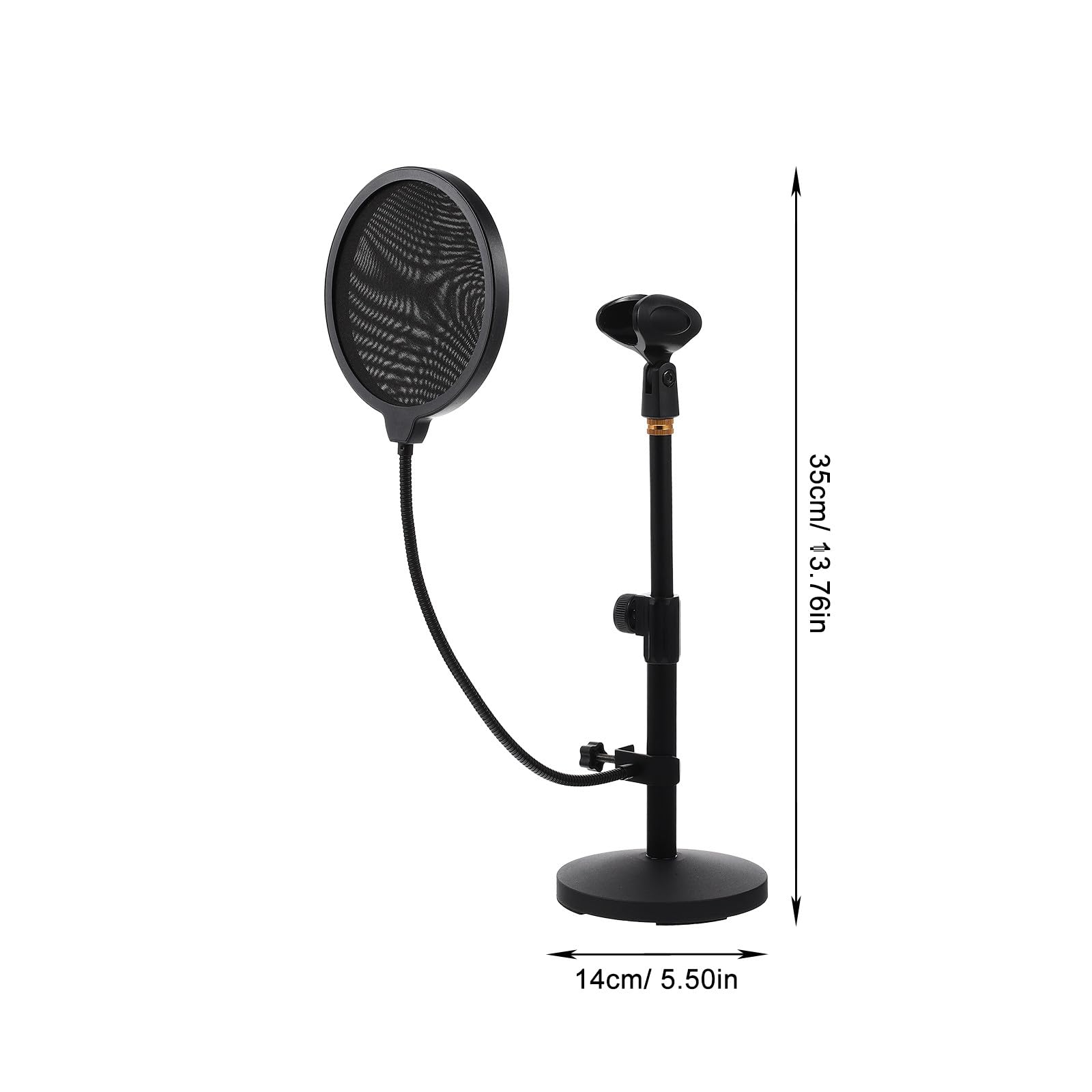 GLEAVI Soporte para Micrófono de Mesa Ajustable Negro 290-395mm con Clip y Filtro Antipop para Podcast Grabación y Streaming Profesional