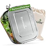 Blockhütte. personalisierte Brotdose Edelstahl mit Gravur I 1200ml I Fächer und Ersatzdichtung inkl. I Edelstahl Brotdose mit Gravur I Brotdose mit Namen I Einschulung, Schule, nachhaltiges Geschenk