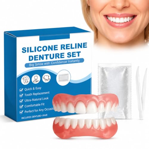 False Teeth Set Full Dentures Premium Silicone Dentures to Fit Over Existing Teeth for Women Men