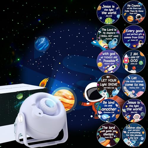 Image of Aurelema Bible Verses Projector Galaxy Projector Includes 12 Interchangeable Christian Discs Night Light Set Project Religious on Walls or Ceilings for Gift(Classic)