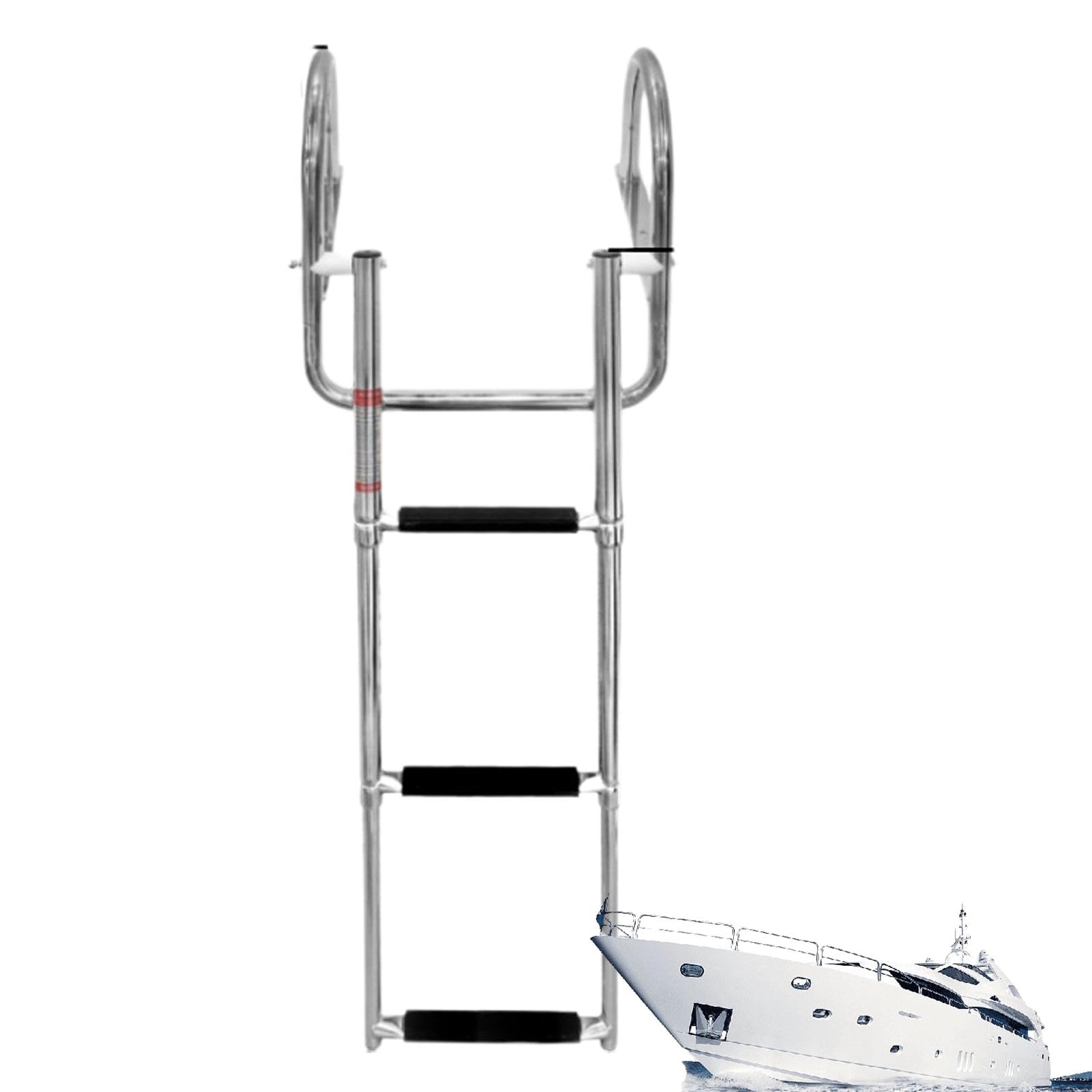 per barca telescopica, per pontone - Scaletta da bagno con | corrimano a pedale | Scaletta per ringhiera a mano con pedale per ponte da nuoto per carichi pesanti, per marine