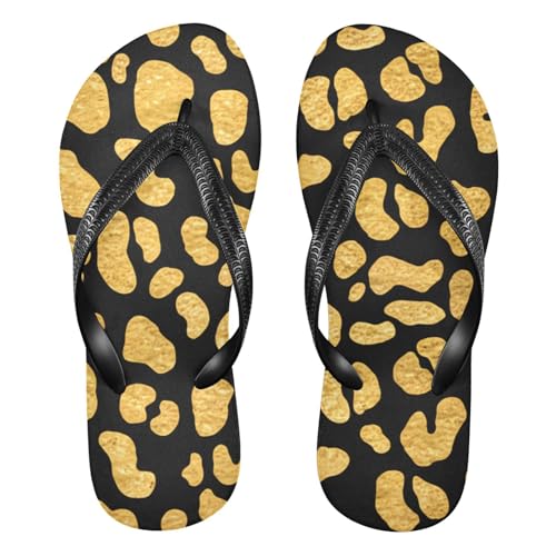 Golden Leopard Black Flip Flop Beach Summer Casual Sandal for Women & Men Shower Shoes 20861886