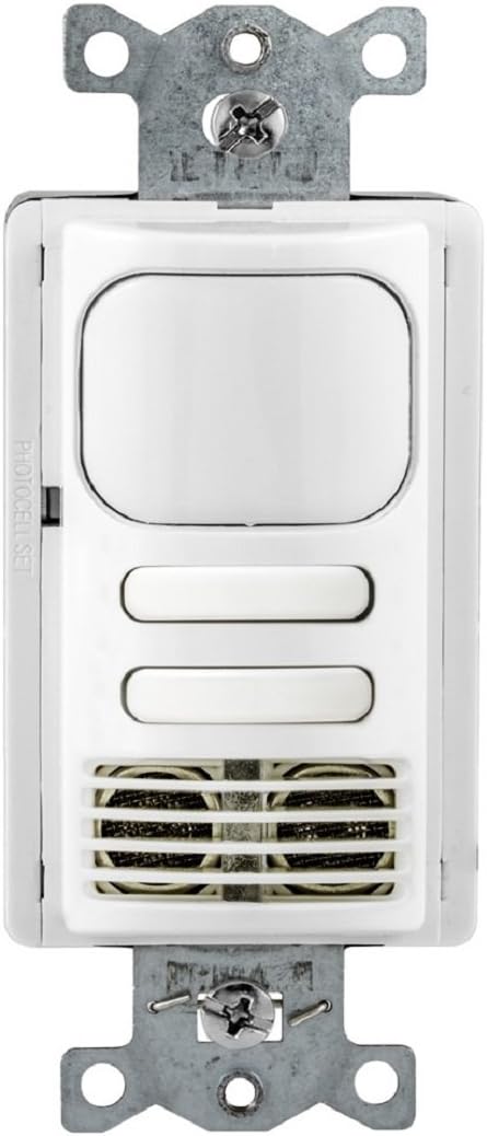 Hubbell AD2000W2 Adaptive Dual Technology Wall Switch, 2 Relays, 1000 Sq. Ft. Coverage, White