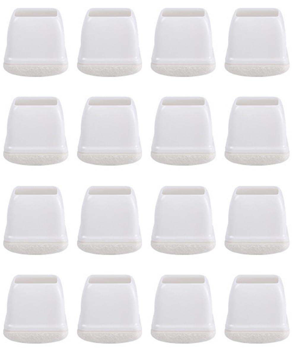 16 protectores cuadrados para patas de silla, almohadillas de fieltro para piel, protectores de suelo para madera, prevención de arañazos, color blanco, tamaño pequeño, fundas antideslizantes para