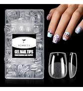 TOMICCA Nail Tips 240Pcs Extra Short Coffin Acrylic Nails Half Matte Pre-shape Full Cover False N...