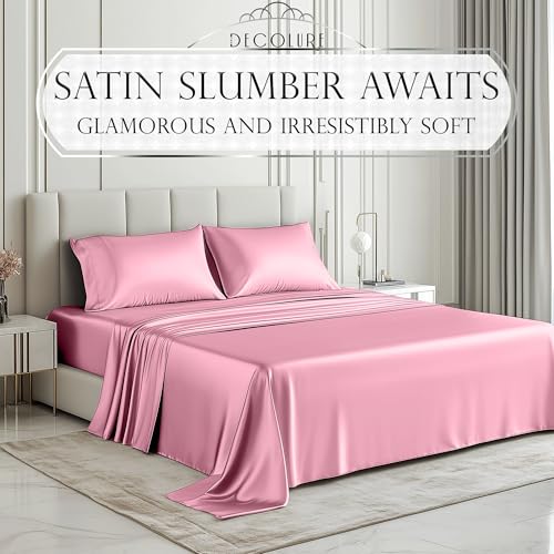 Image of DECOLURE Satin Sheets Full Size | Softer Than Silk | Luxury 4 Pc Bed Set