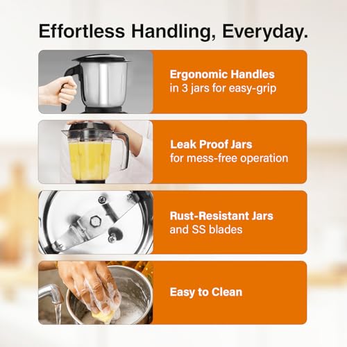 Image of V-Guard Precia NX Juicer Mixer Grinder 750 W (New Launch) | 3-Year Motor Coverage | 4 Versatile Jars | Juicer, Large, Medium & Small | Compact ABS Body | SS Rust-Resistant Blades