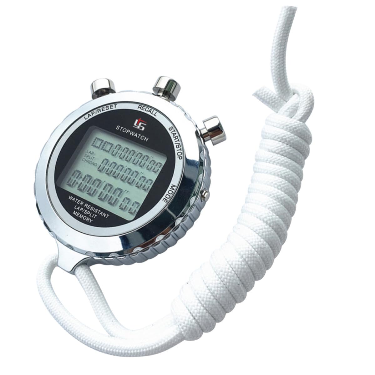 Cronometro Digitale Professionale Lcd in Acciaio Inox 3 Righe | 120 Piste, Contatore Cronografico, Timer Elettronico Portatile con Cinturino