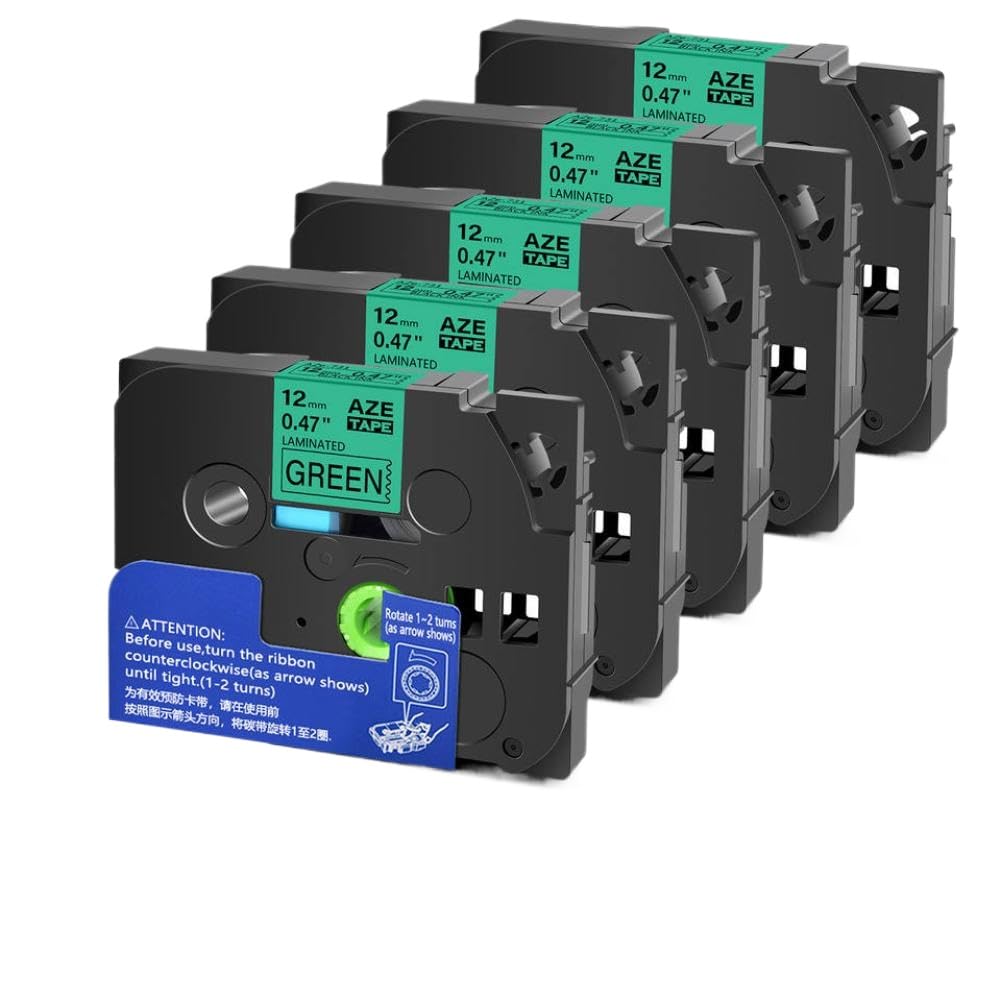 Cinta De Etiquetas Compatible Con La Rotuladora TZE 731 9 Mm 12 Mm 18 Mm 24 Mm X 8 M Negro Sobre Verde