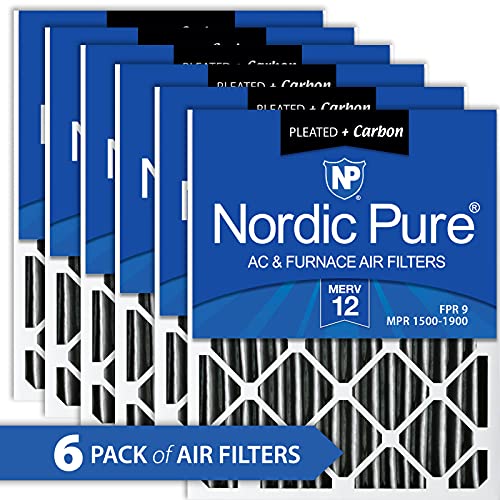 Nordic Pure 12x24x4 MERV 12 Pleated Plus Carbon AC Furnace Air Filters 6 Pack