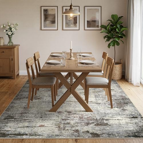 DMOYEST Area Rug Living Room Rugs - 10x14 Washable Large Soft Indoor Neutral Modern Abstract Low Pile Rug Carpet for Bedroom Dining Room Farmhouse Home Office - Brown Rust by DMOYEST - Used condition - Image 3