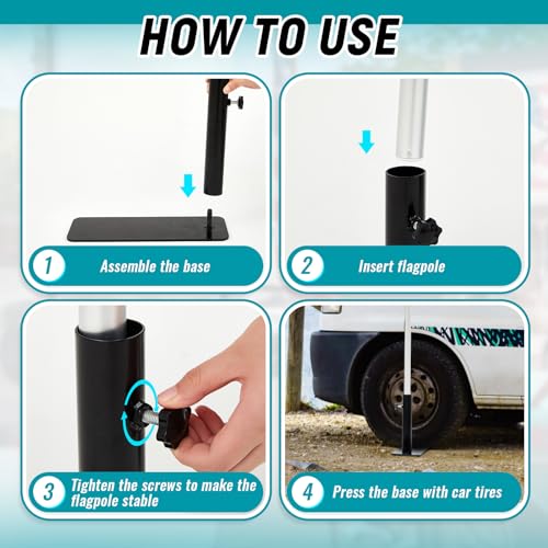 Yaocom XIE-YAOCOM-1488 2 Pcs Portable Flagpole Tire Mount Metal Stand Holder thumb #2