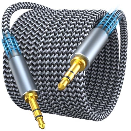 MORELECS Aux Cord 4ft - 3.5mm Audio Cable Male to Male - Nylon Braided Aux Cable Stereo Jack Cord (1/8') for Car, Headphones, Speaker - Hi-Fi Sound & Slim Fit (TRS - Audio Only)