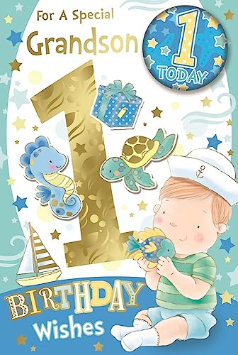 GRANDSON 1st Brthday Card Personalsed Grandson Frst Brthday Card